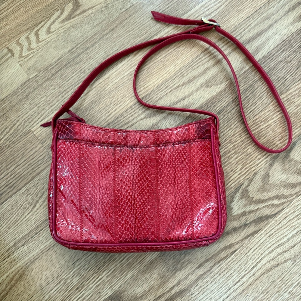 Vintage‎ Ganson cherry Red Snakeskin Shoulder Bag